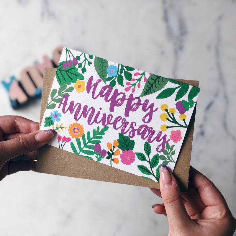 Happy anniversary - flowers card