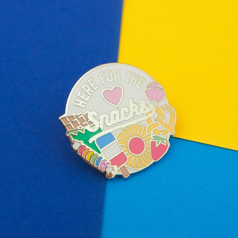 Here for the snacks enamel pin