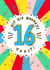 16 today hip hip hooray card