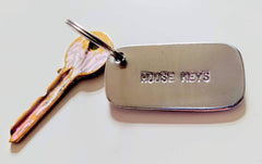 Hand stamped aluminium keyring - hoose keys