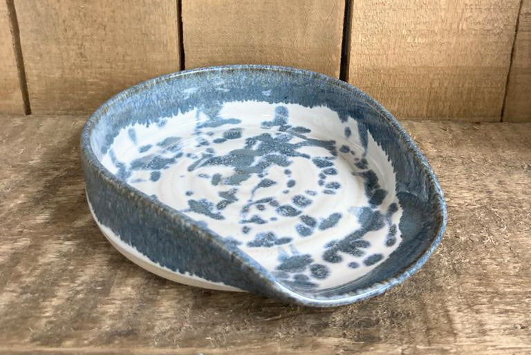 Ceramic spoon rest - blue coastal glaze
