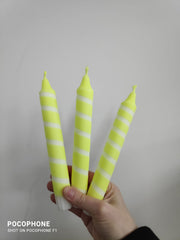 Neon yellow stripe dinner candles