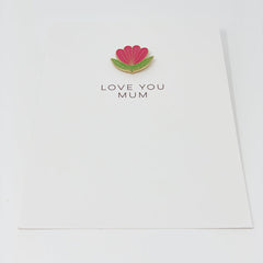 Love you Mum folk pin card (with enamel pin)