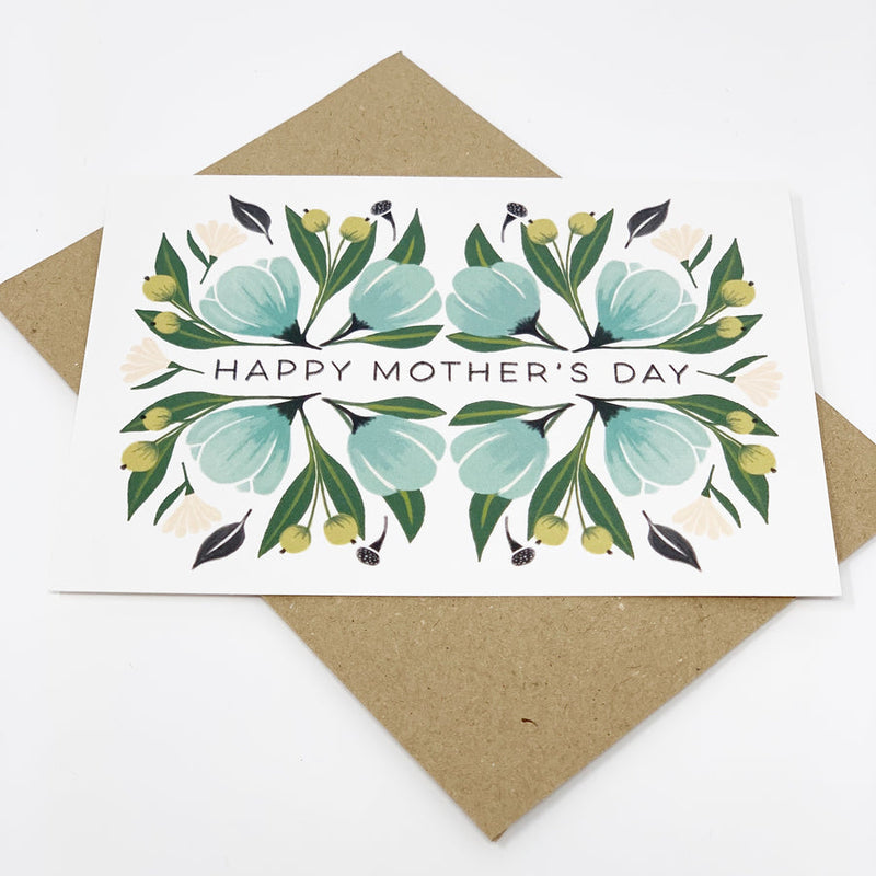 Happy Mother's Day floral card (blue or green)