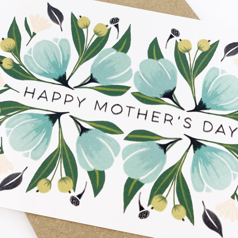 Happy Mother's Day floral card (blue or green)