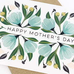 Happy Mother's Day floral card (blue or green)