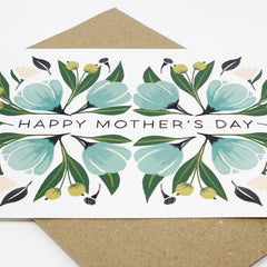 Happy Mother's Day floral card (blue or green)