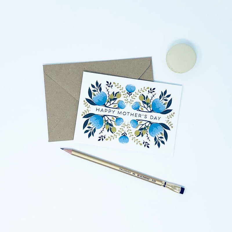 Happy Mother's Day floral card (blue or green)