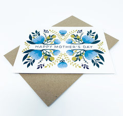 Happy Mother's Day floral card (blue or green)