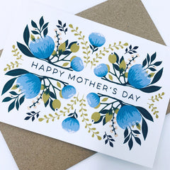 Happy Mother's Day floral card (blue or green)