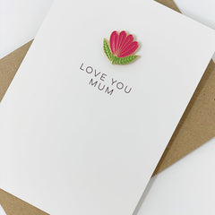 Love you Mum folk pin card (with enamel pin)