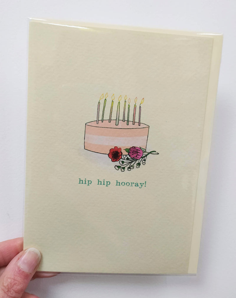 Hip hip hooray - pink birthday cake card