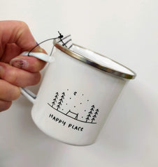 Happy place enamel mug