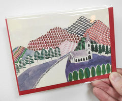 Illustrated church & landscape card