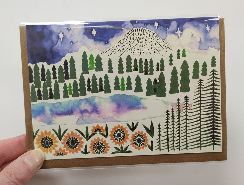 Illustrated card - sunflower lake