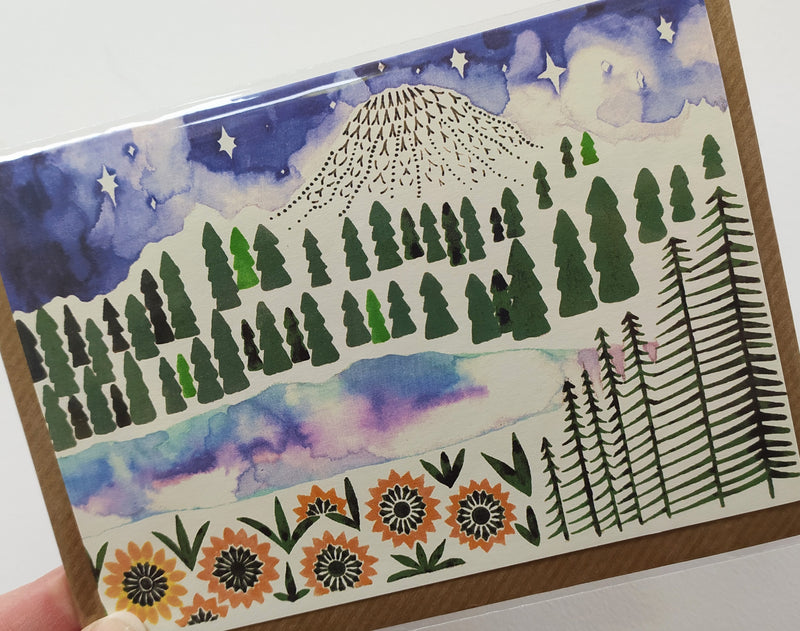 Illustrated card - sunflower lake