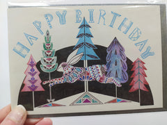 Happy birthday card - leaping hare