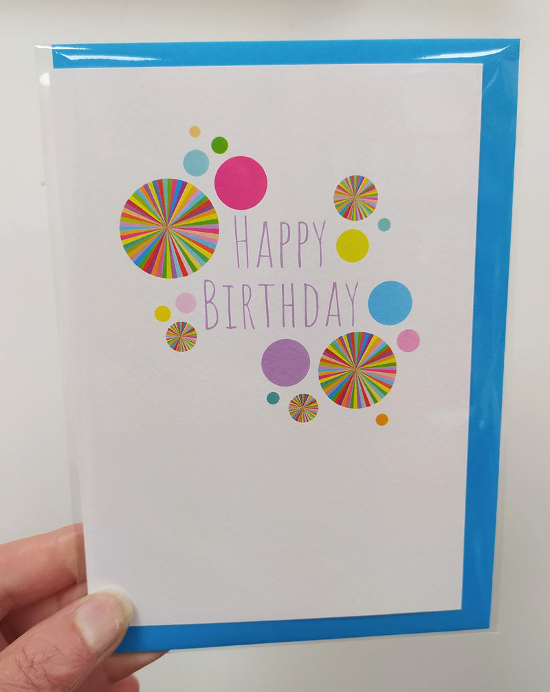 Happy birthday - sunburst circles card