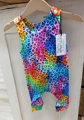 Romper suit - multicoloured leopard print (different sizes available)