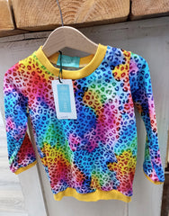 Long sleeved baby/child t-shirt - bright leopard print (2-3 years)