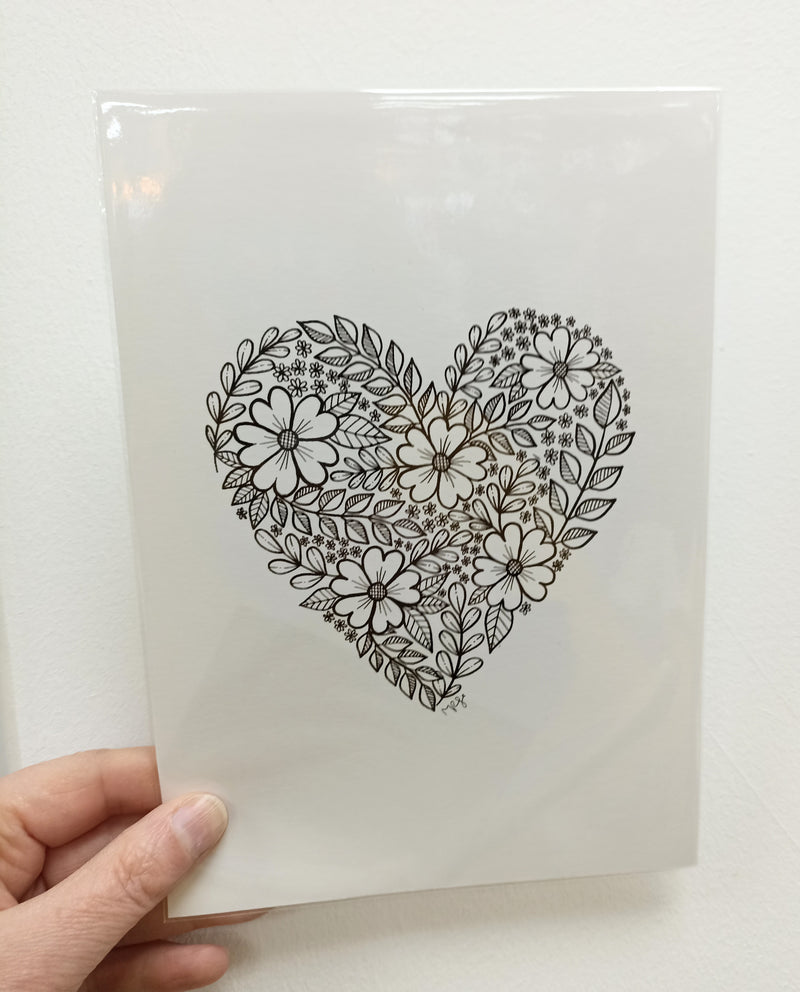 Flower heart print - A4 or A5 size