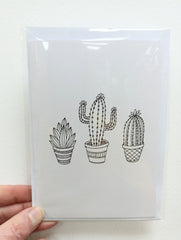Illustrated trio of cacti & succulent card