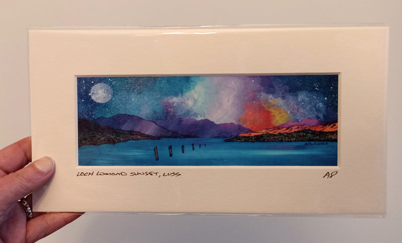 Small mounted print - Loch Lomond Sunset Luss