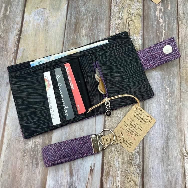 Bi-fold wallet/purse - Shetland Heather Tweed