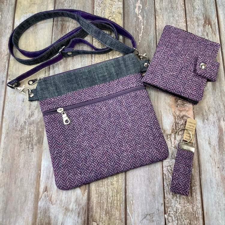 Bi-fold wallet/purse - Shetland Heather Tweed