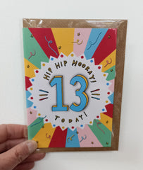 13 today hip hip hooray card