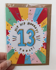 13 today hip hip hooray card