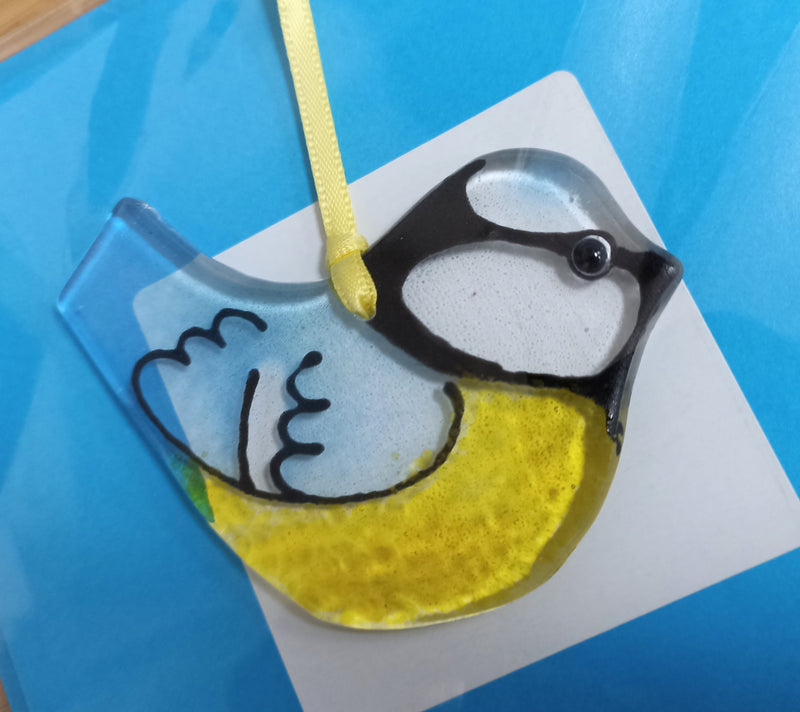 Fused glass hanging bird card (different designs available)