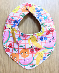 Dribble style bib - fruit with faces print