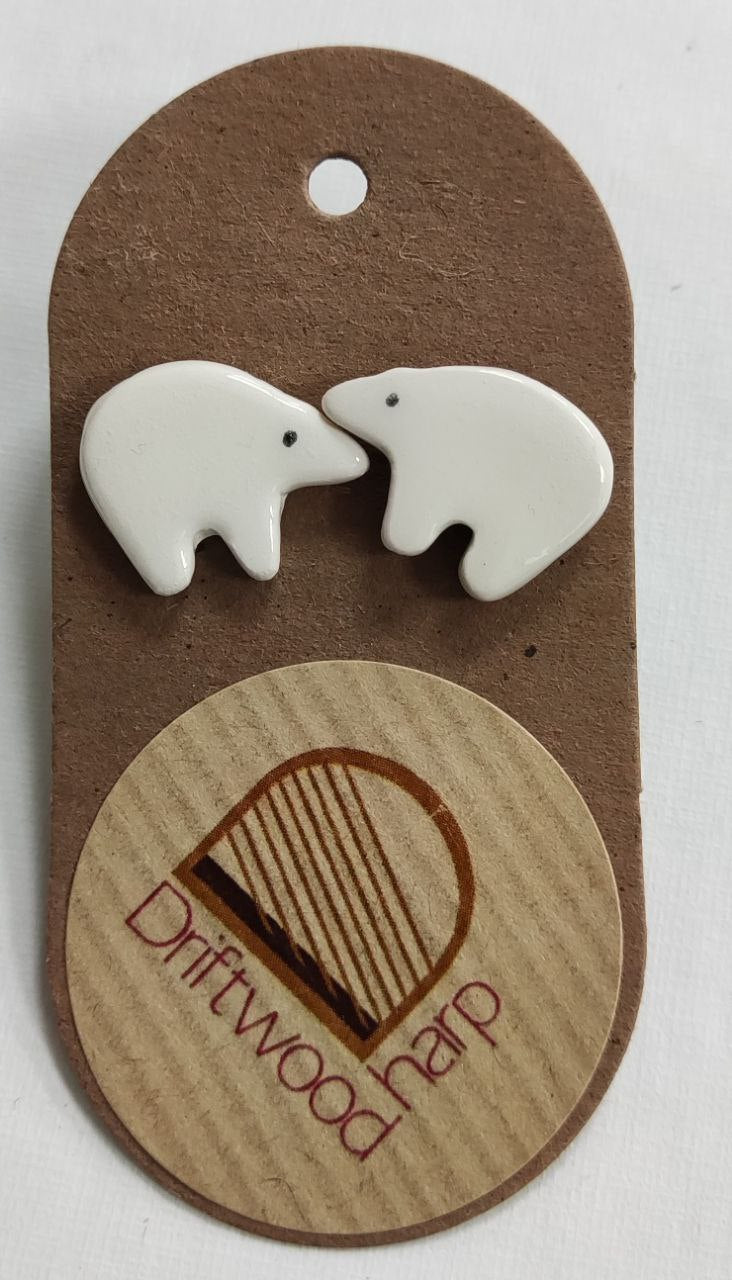 Ceramic polar bear studs