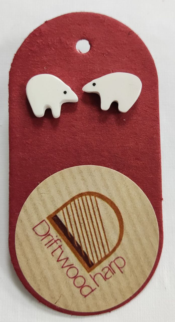 Ceramic polar bear studs