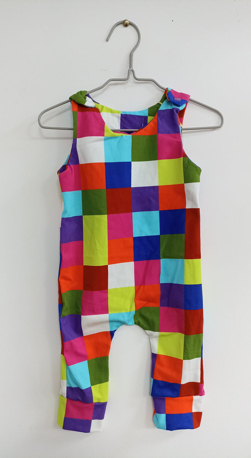 Romper suit - colourful square (0-6 months)