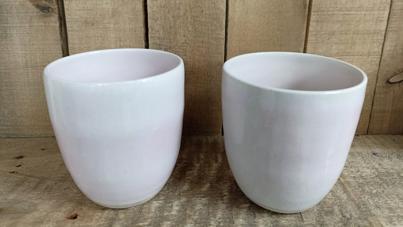 Large ceramic tumbler - pale pink glaze