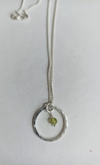 Sterling silver hoop necklace with Peridot bead
