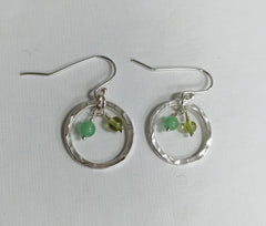 Sterling silver hoop earrings with Peridot & Aventurine