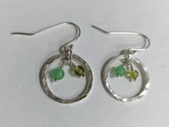 Sterling silver hoop earrings with Peridot & Aventurine