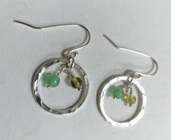 Sterling silver hoop earrings with Peridot & Aventurine