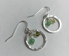 Sterling silver hoop earrings with Peridot & Aventurine