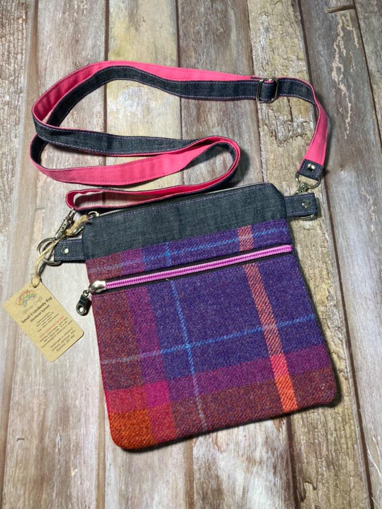 Small cross body bag - Shetland Sunset Tweed & denim