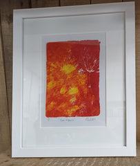 Framed monoprint - Fire Flowers