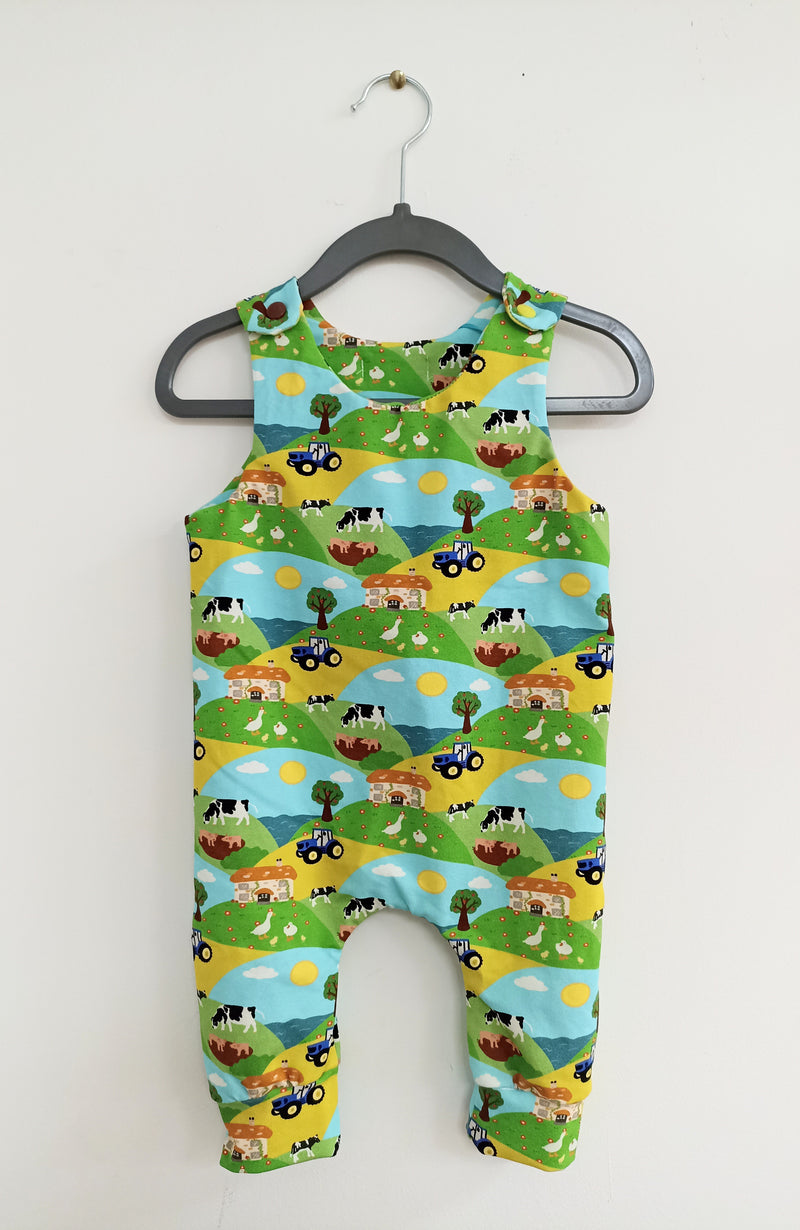 Romper suit - farmyard tractors and animals print (18-24 months)