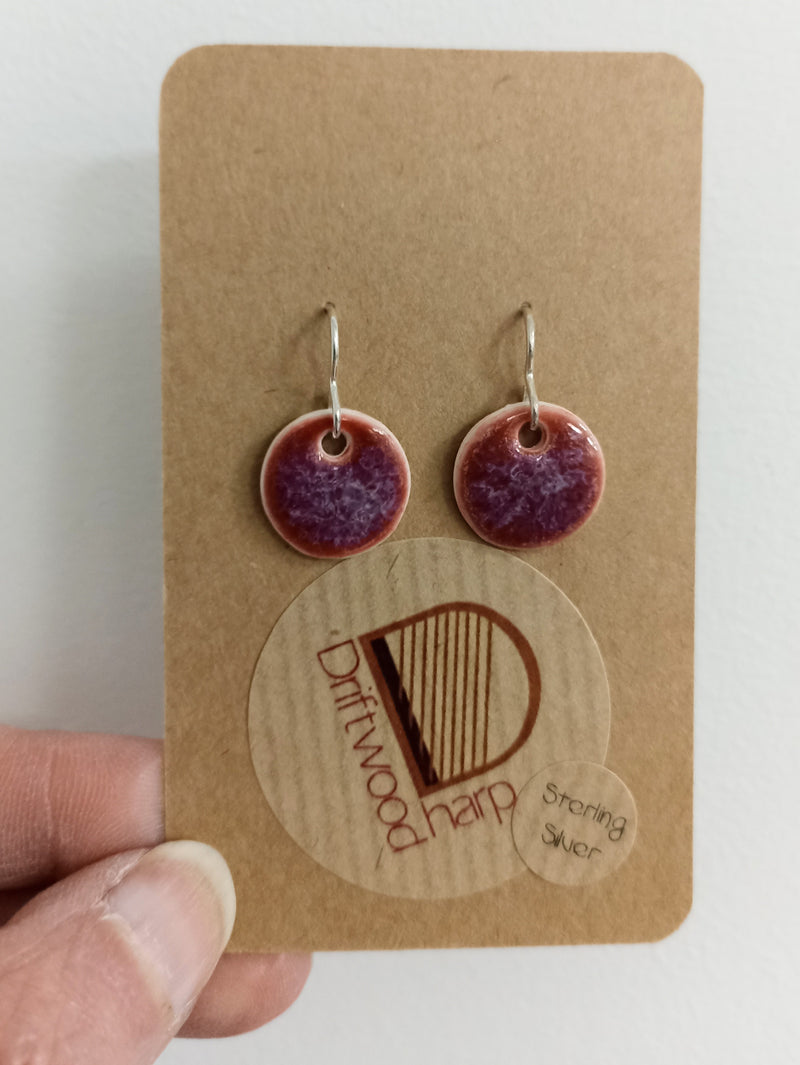 Ceramic colourful drop earrings (burgundy or turquoise)