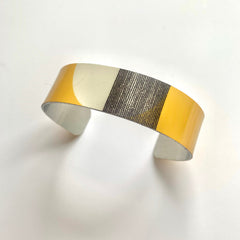 'Balance' printed aluminium cuff bangle (green, mustard or orange)