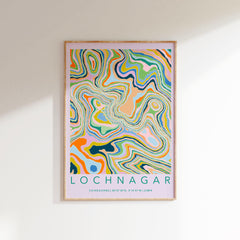 Mountain colourful topography print - Lochnagar