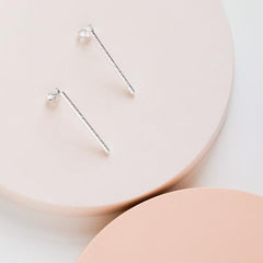 Stud earrings – Sterling Silver long hammered bar