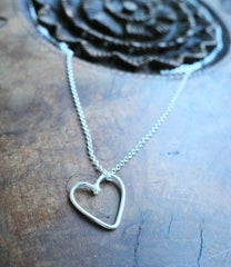 Sterling silver outline heart necklace